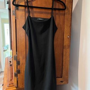 Black mini backless dress